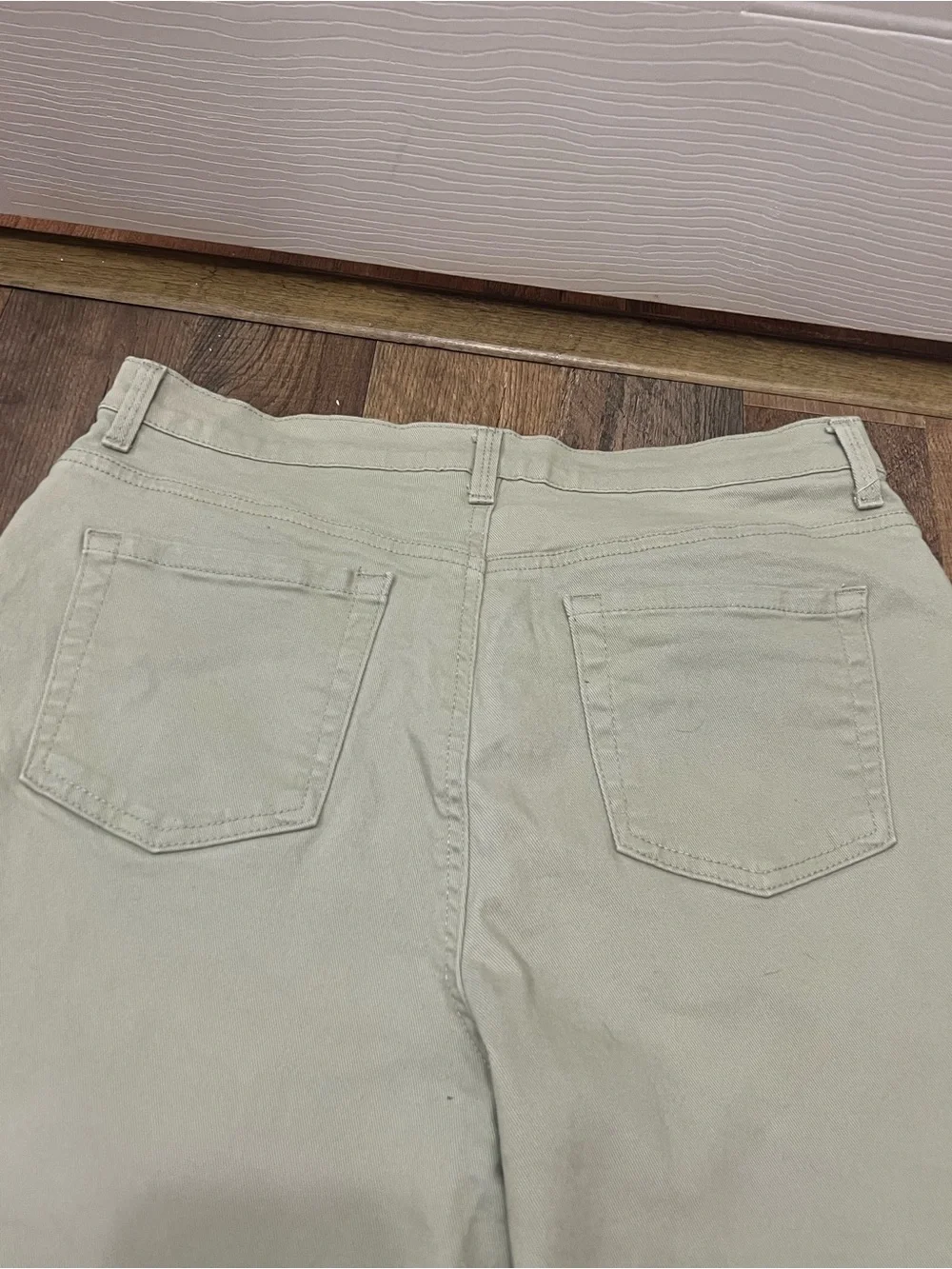 Women's Light Sage Embroidered with studded Sparkle Capri Jeans